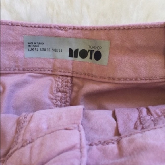 Topshop Moto Pink Velvet Raw Edge Mini Skirt - Picture 4 of 8